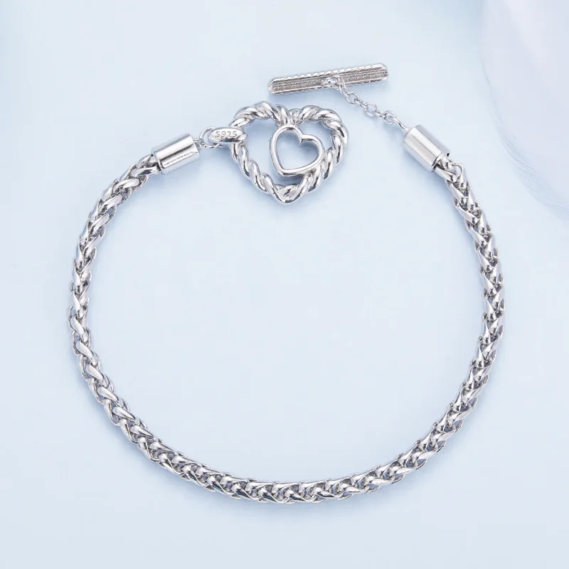 (bilde for) Pandora Style Heart T Bar armbånd - BSB132 - Vis 4