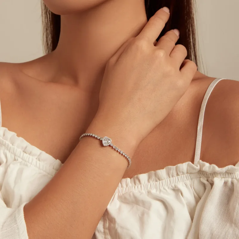 (bilde for) Pandora Style Heart Tennis Armbånd - BSB098 - Vis 5