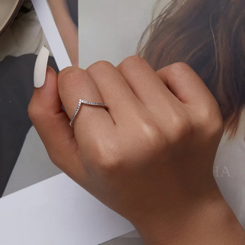 (bilde for) Pandora Style Heart Wishbone Ring - SCR856 - Vis 5