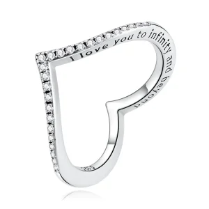 (bilde for) Pandora Style Heart Wishbone Ring - SCR856