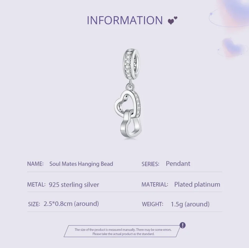 (bilde for) Pandora Style Interlocked Hearts Charm - SCC2455 - Vis 5