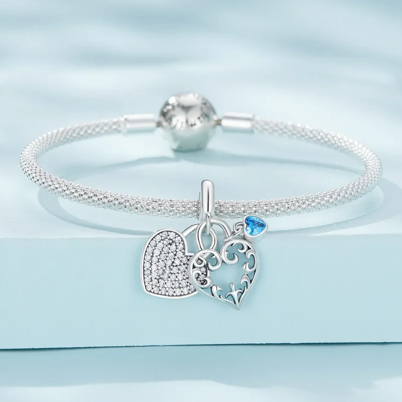 (bilde for) Pandora Style Interlocking Heart Charm - SCC2502 - Vis 3