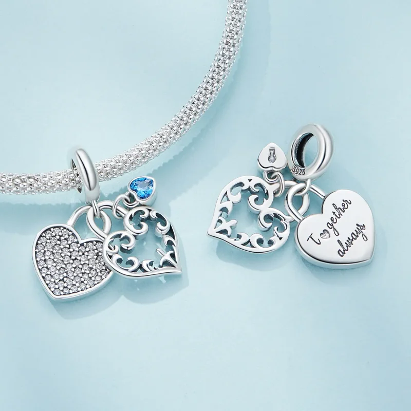 (bilde for) Pandora Style Interlocking Heart Charm - SCC2502 - Vis 4