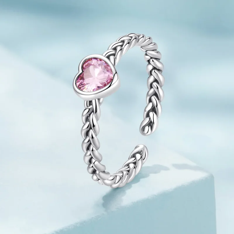 (bilde for) Pandora Style Pink Heart Ring - SCR865 - Vis 2
