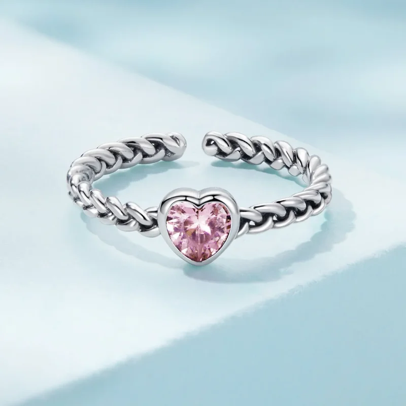 (bilde for) Pandora Style Pink Heart Ring - SCR865 - Vis 3