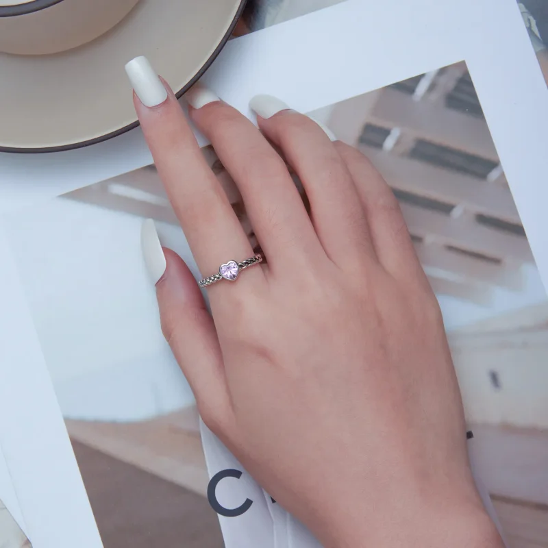 (bilde for) Pandora Style Pink Heart Ring - SCR865 - Vis 5