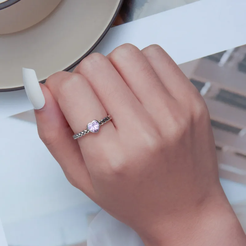 (bilde for) Pandora Style Pink Heart Ring - SCR865 - Vis 6