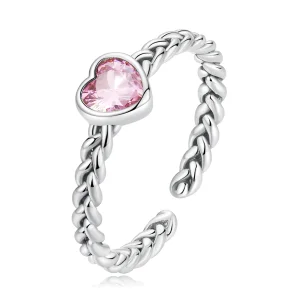 (bilde for) Pandora Style Pink Heart Ring - SCR865