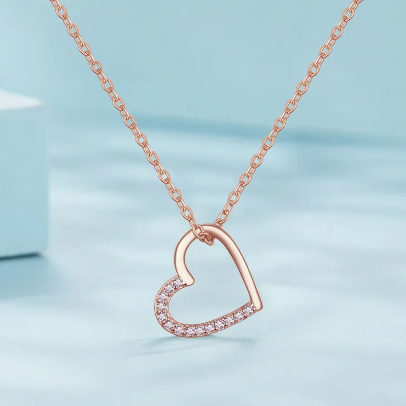 (bilde for) Pandora Style Rose Gold Heart Halskjede - SCN347-C - Vis 2
