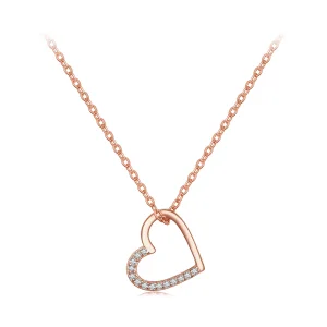 (bilde for) Pandora Style Rose Gold Heart Halskjede - SCN347-C