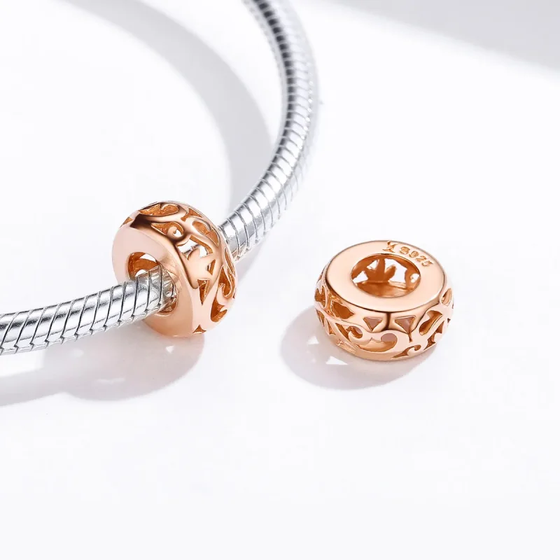 (bilde for) Pandora Style Rose Gold Spacer Charm - SCC716-C - Vis 2