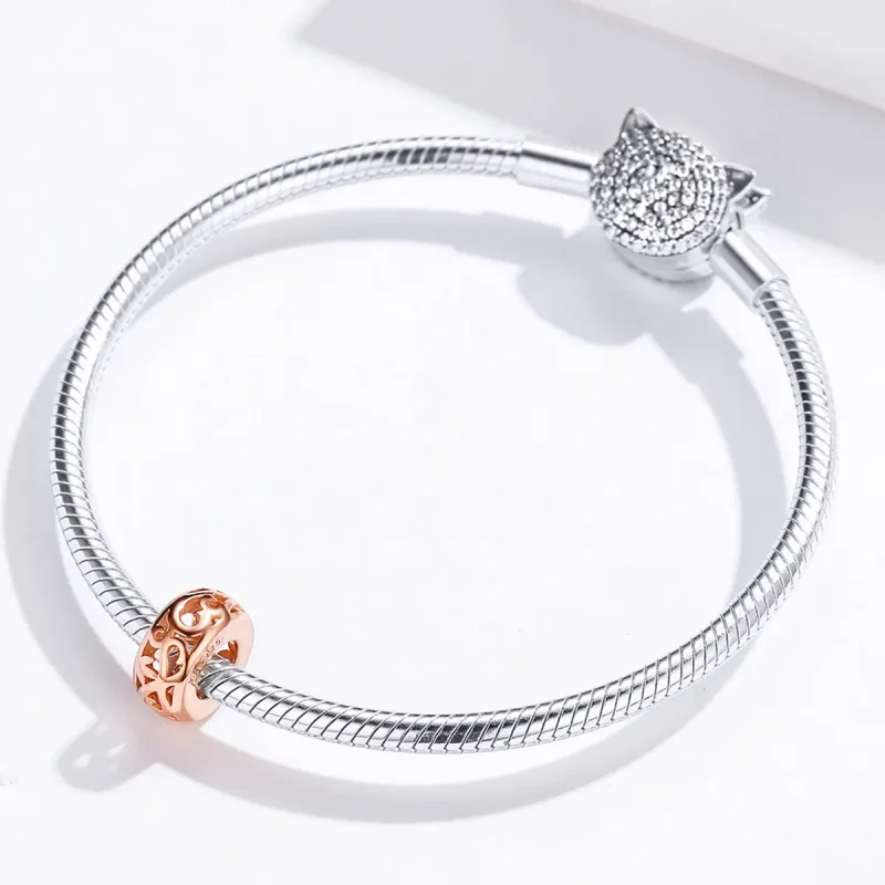 (bilde for) Pandora Style Rose Gold Spacer Charm - SCC716-C - Vis 4