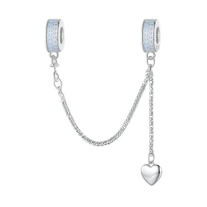 (bilde for) Pandora Style Silver Heart Safety Chain - BSC795