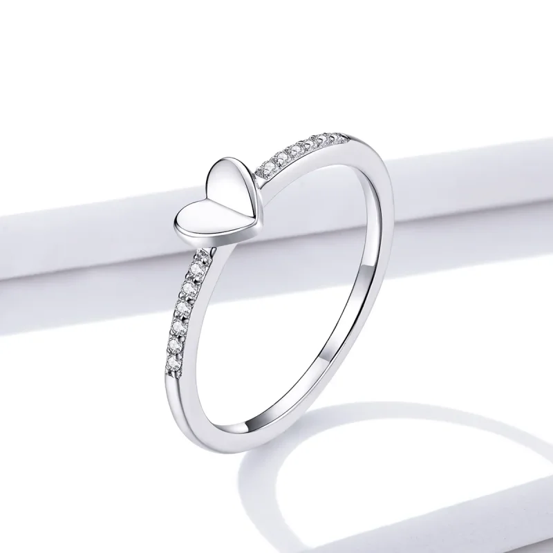 (bilde for) Pandora Style Sparkle And Hearts Ring - BSR121 - Vis 2