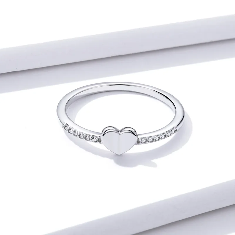 (bilde for) Pandora Style Sparkle And Hearts Ring - BSR121 - Vis 3