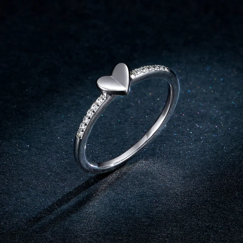 (bilde for) Pandora Style Sparkle And Hearts Ring - BSR121 - Vis 5