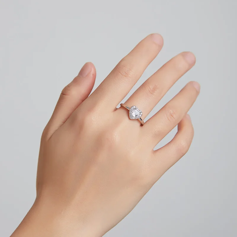 (bilde for) Pandora Style Sparkling Elevated Heart Ring - SCR725 - Vis 6