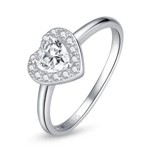 (bilde for) Pandora Style Sparkling Elevated Heart Ring - SCR725