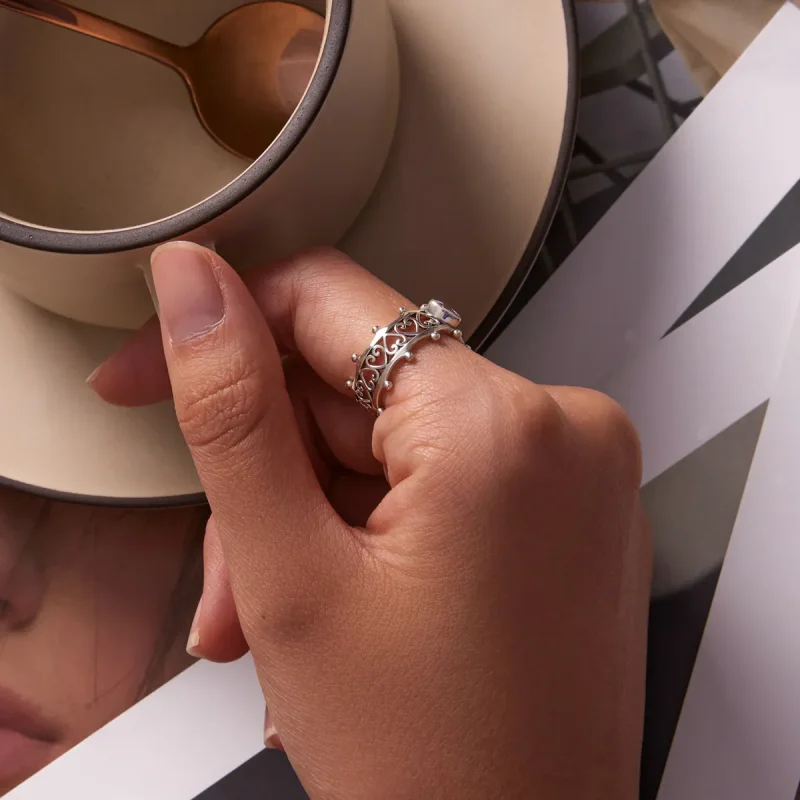 (bilde for) Pandora Style Sparkling Heart Ring - SCR788 - Vis 5
