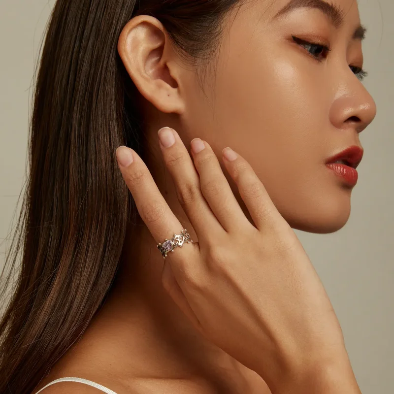 (bilde for) Pandora Style Sparkling Heart Ring - SCR788 - Vis 7