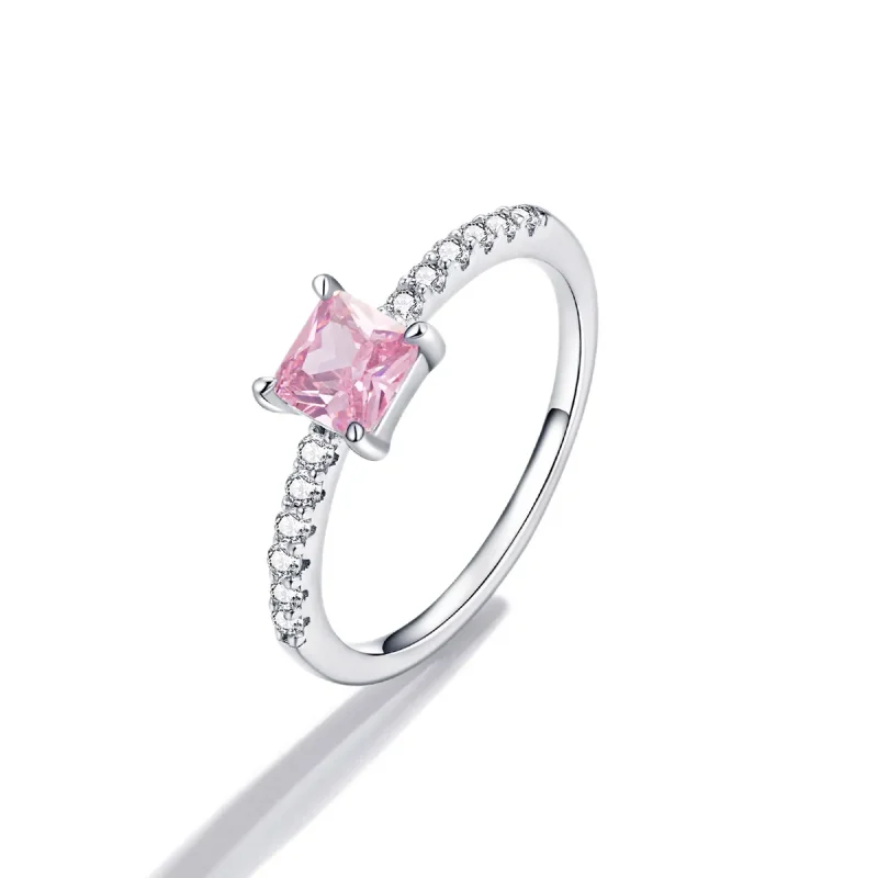(bilde for) Pandora Style Square Sparkle Halo Ring - BSR191 - Vis 2