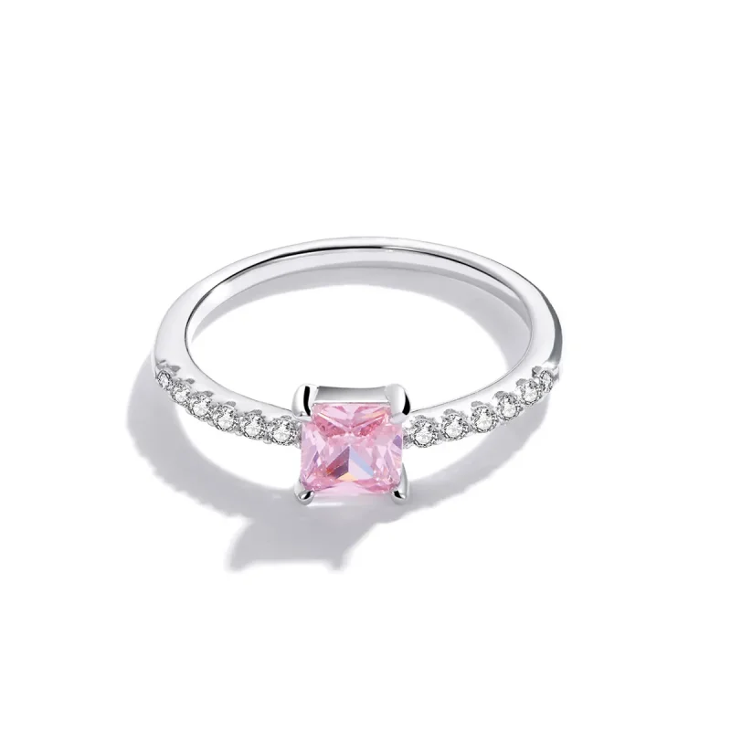 (bilde for) Pandora Style Square Sparkle Halo Ring - BSR191 - Vis 3