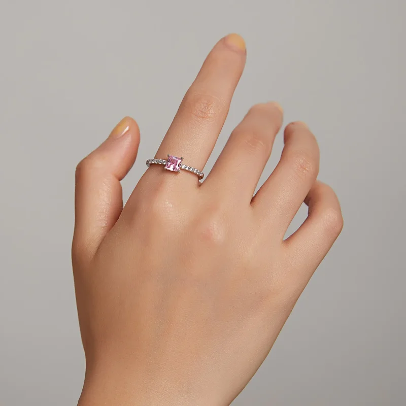 (bilde for) Pandora Style Square Sparkle Halo Ring - BSR191 - Vis 6
