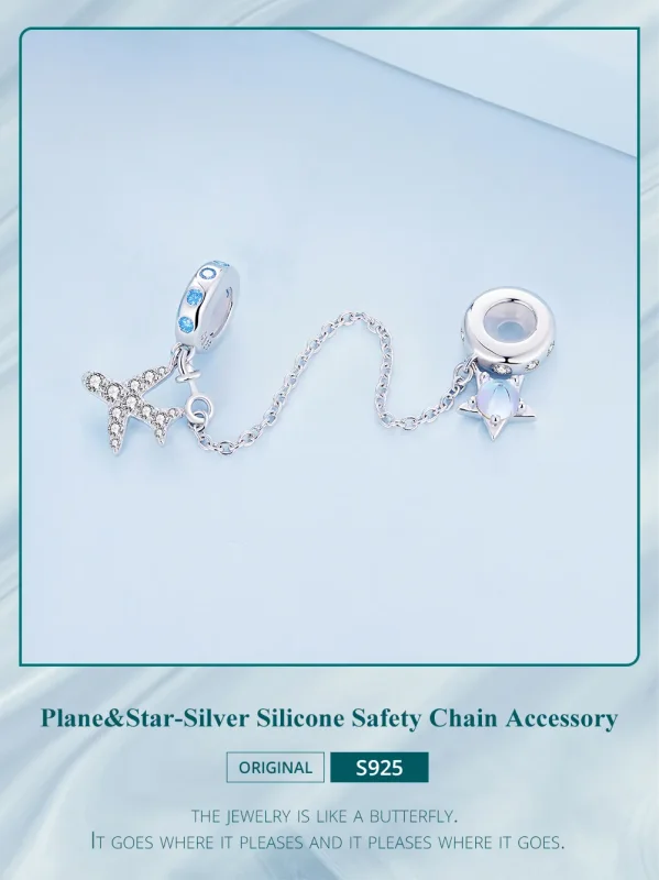 (bilde for) Pandora Style Stars and Galaxy Safety Chain - BSC738 - Vis 2