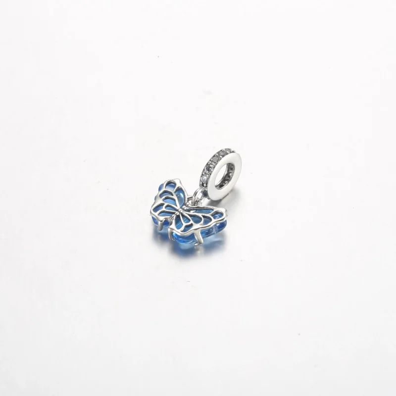 (bilde for) Pandora Blå Muranoglass Sommerfugl Hengende Charm - 792698C01 - Vis 3
