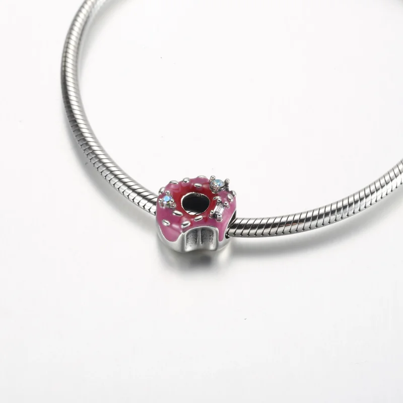(bilde for) Pandora Donut sterling silver charm with aurora borelalis cubic zirconia, clear - Vis 5