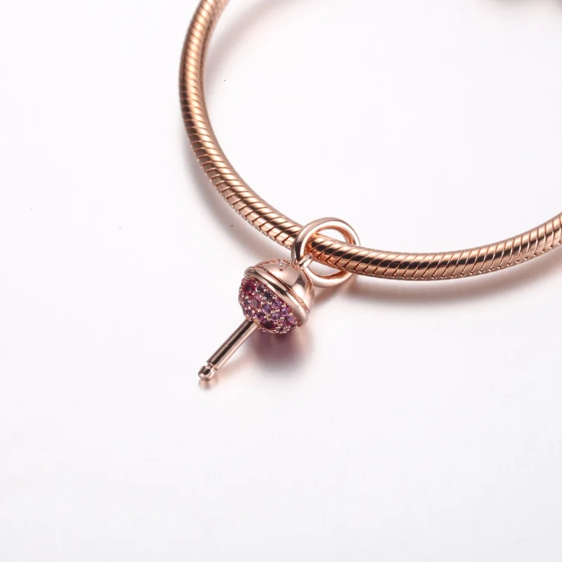 (bilde for) Pandora Lollipop 14k rosegullbelagt dangle med rød cubic zirconia - 782598C01 - Vis 4