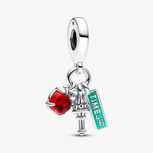 (bilde for) Pandora NYC Eple, Fakkel og Gateskilt Trippel Hengende Charm - 792718C01