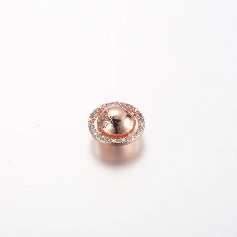 (bilde for) Pandora Saturn planet 14k rose gold-plated charm with clear cubic zirconia - 782 - Vis 2