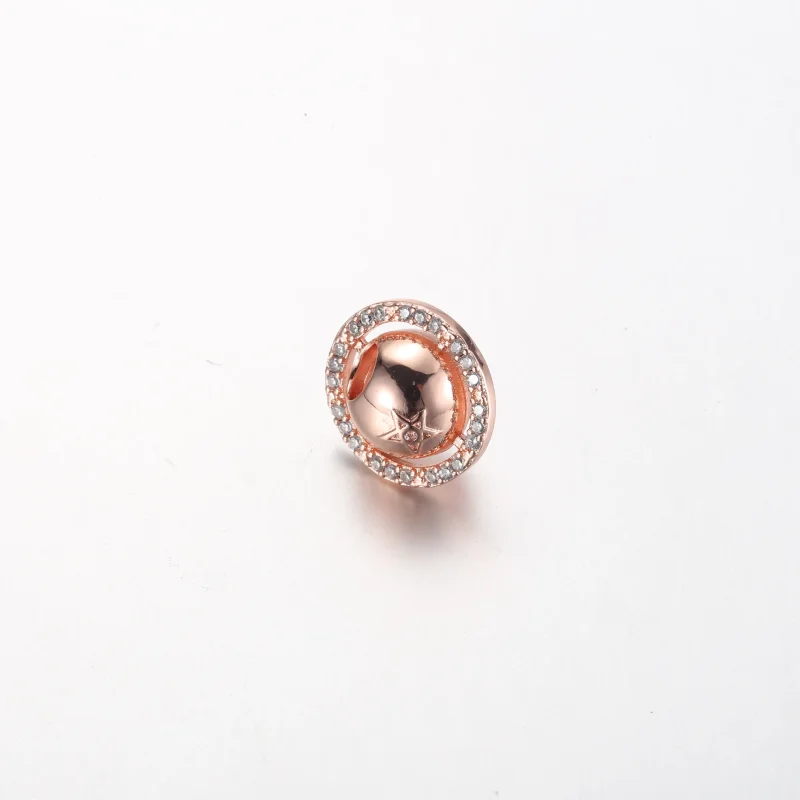 (bilde for) Pandora Saturn planet 14k rose gold-plated charm with clear cubic zirconia - 782 - Vis 5