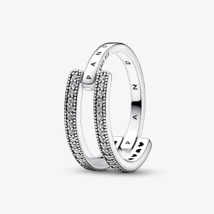 (bilde for) Pandora Signature Logo og Pavé Dobbel Båndring - 192779C01