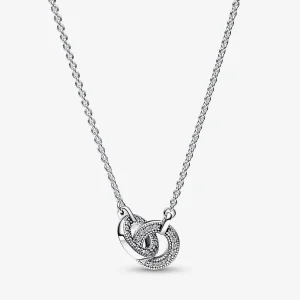 (bilde for) Pandora Signature Pavé Halskjede med Sammenkoblede Anheng - 392736C01-45