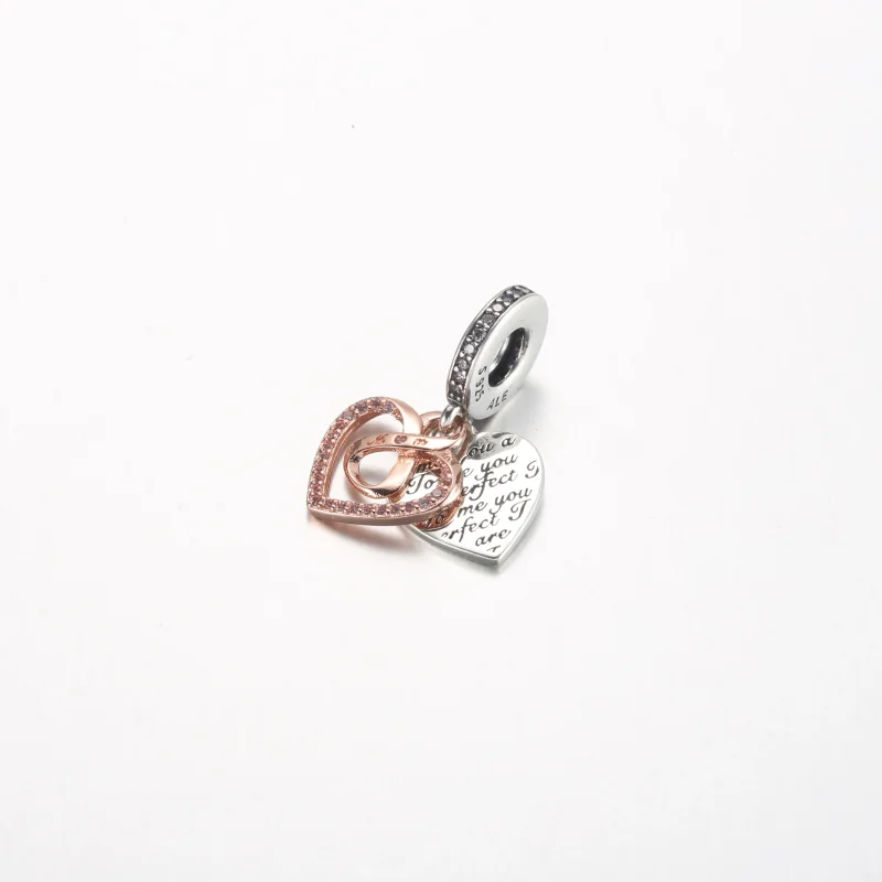 (bilde for) Pandora Tofarget Evighetshjerte Dobbel Hengende Charm - 782641C01 - Vis 2