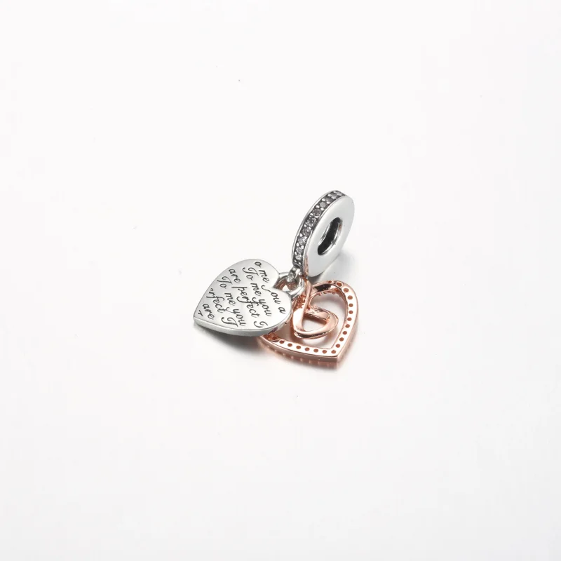 (bilde for) Pandora Tofarget Evighetshjerte Dobbel Hengende Charm - 782641C01 - Vis 3