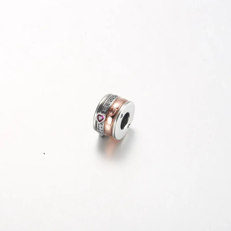 (bilde for) Pandora Turning I love you sterling silver and 14k rose gold-plated charm with r - Vis 2