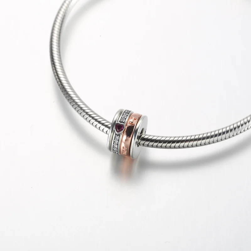 (bilde for) Pandora Turning I love you sterling silver and 14k rose gold-plated charm with r - Vis 4