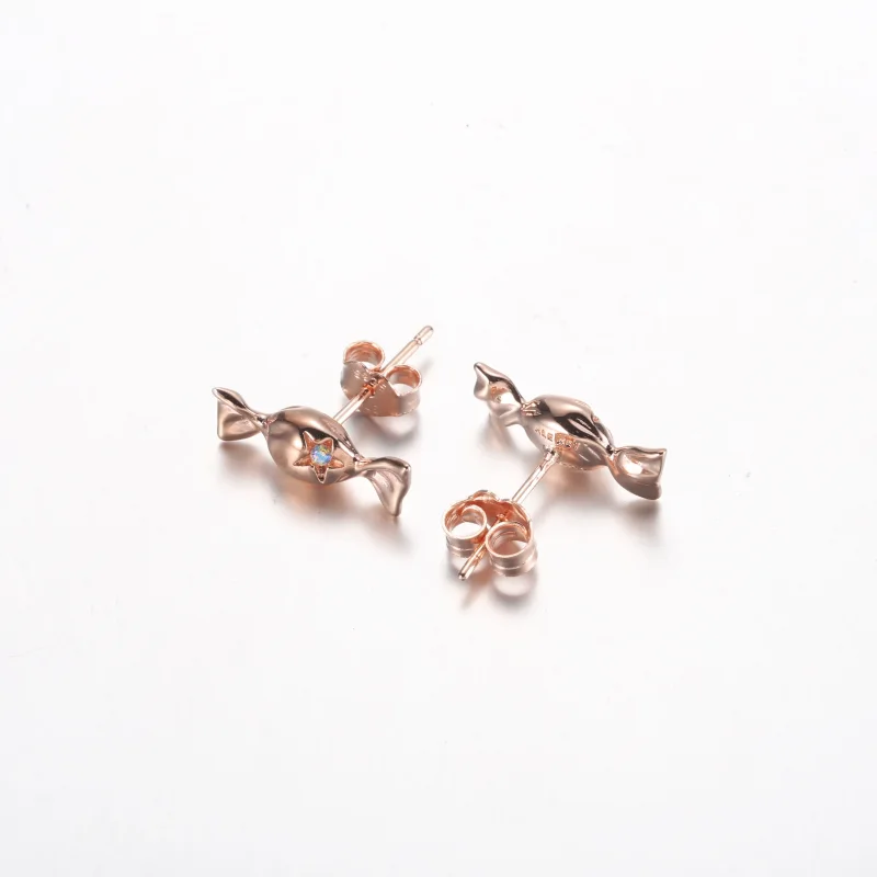 (bilde for) Pandora Wrapped candy 14k rose gold-plated stud earrings with aurora borelalis c - Vis 3