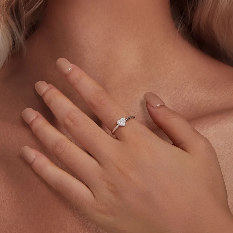 (bilde for) Hjerteformet ring i Pandora-stil (ett sertifikat) - MSR038 - Vis 5