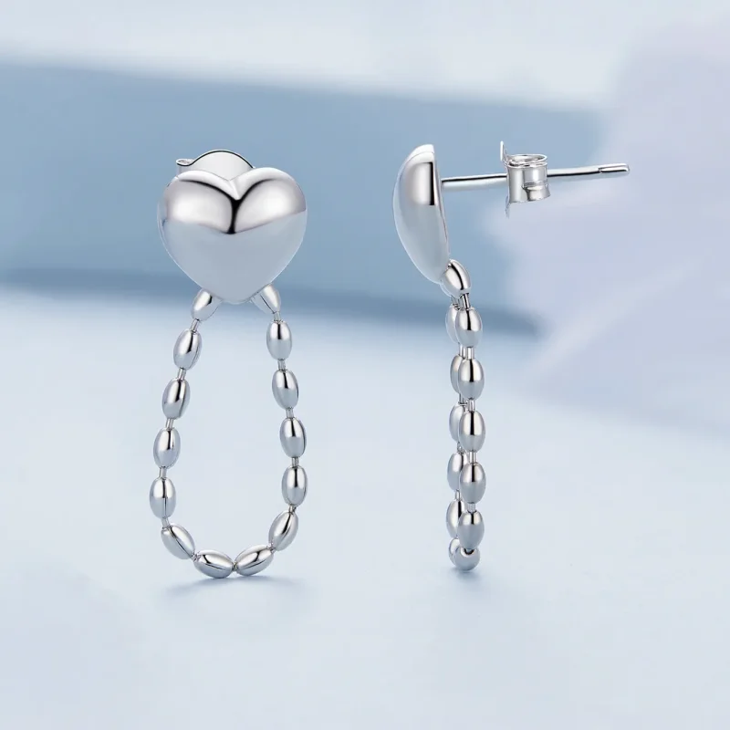 (bilde for) Pandora-stil hjerteformede dusker Dingle øredobber - BSE825 - Vis 3