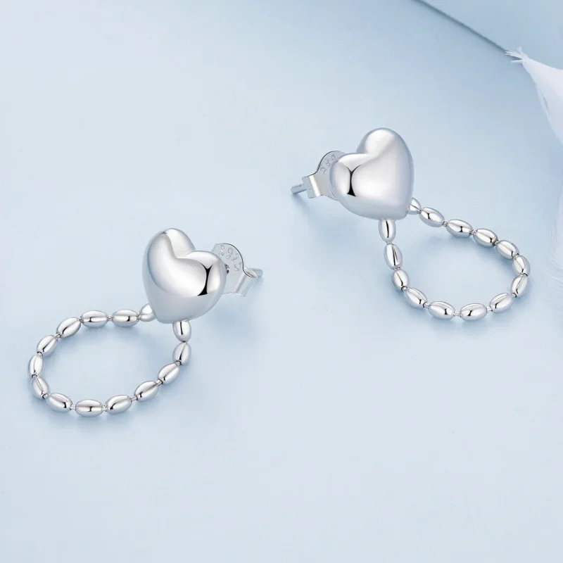 (bilde for) Pandora-stil hjerteformede dusker Dingle øredobber - BSE825 - Vis 4