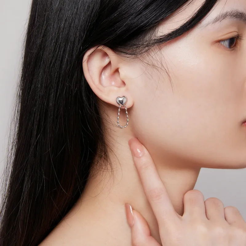 (bilde for) Pandora-stil hjerteformede dusker Dingle øredobber - BSE825 - Vis 5
