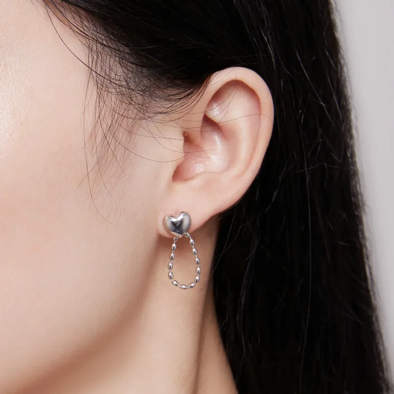(bilde for) Pandora-stil hjerteformede dusker Dingle øredobber - BSE825 - Vis 6