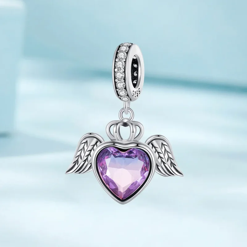 (bilde for) Pandora-stil hjerteformede vinger dingler - SCC2587 - Vis 2