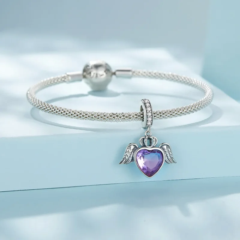 (bilde for) Pandora-stil hjerteformede vinger dingler - SCC2587 - Vis 4