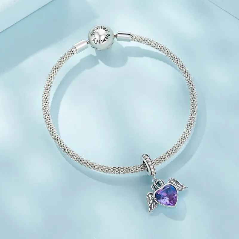 (bilde for) Pandora-stil hjerteformede vinger dingler - SCC2587 - Vis 6