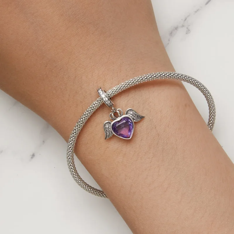 (bilde for) Pandora-stil hjerteformede vinger dingler - SCC2587 - Vis 8